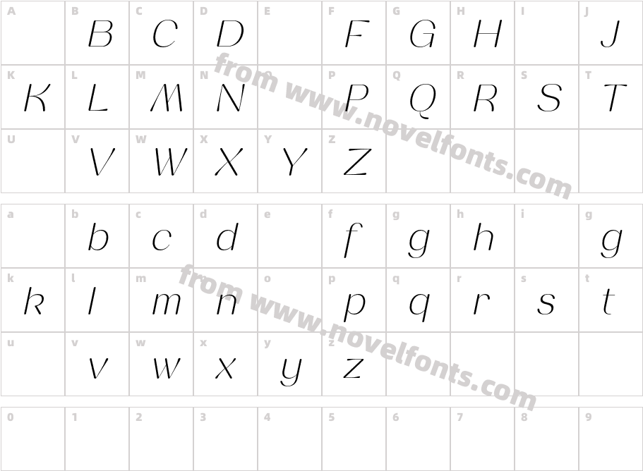 YodnamDemoExtralightItalic-BW2MwCharacter Map