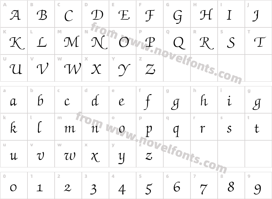 ZabriskieScriptSwash-RegularCharacter Map