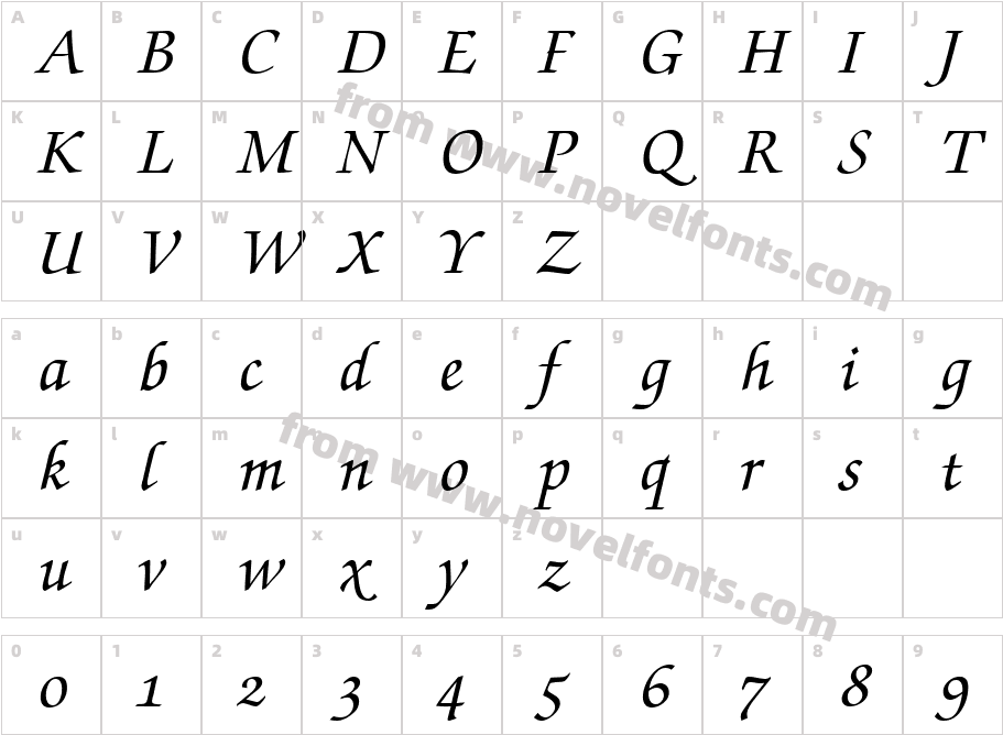 ZabriskieScriptSwashBoldItalicCharacter Map