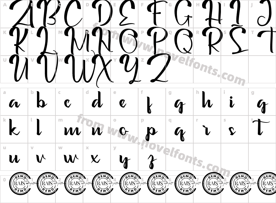 ZalinaDemoRegularCharacter Map