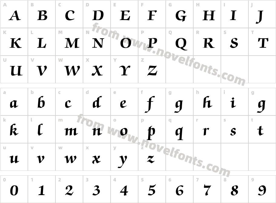 ZapfChancery LT RomanCharacter Map