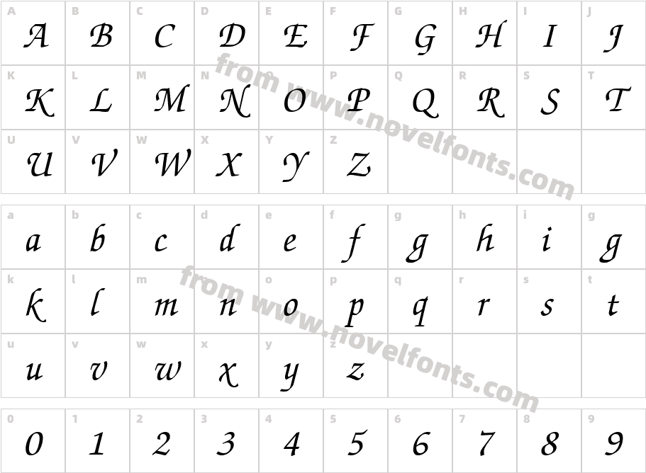 ZapfChancery LTCharacter Map