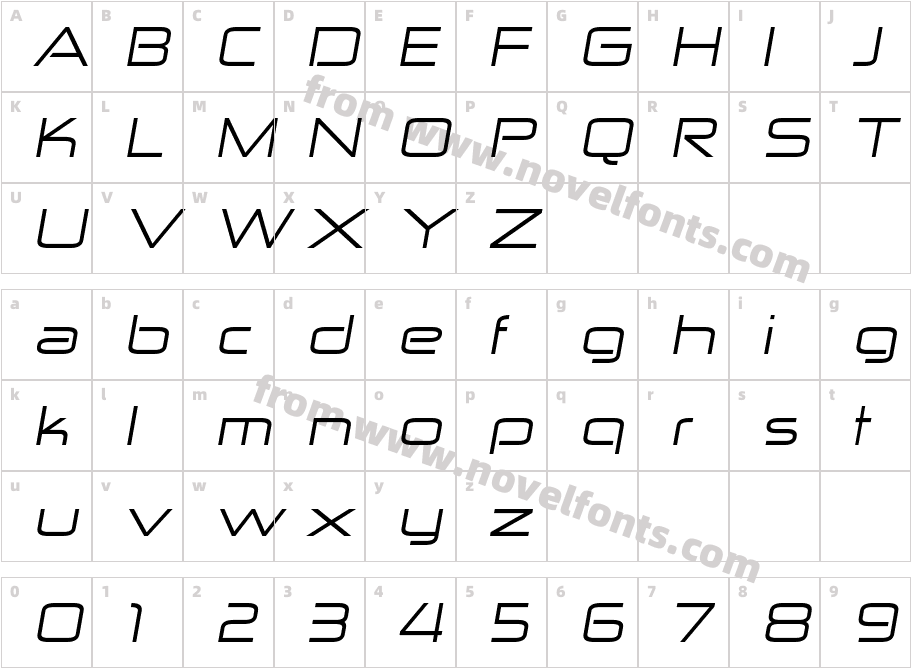 ZektonEx-ItalicCharacter Map