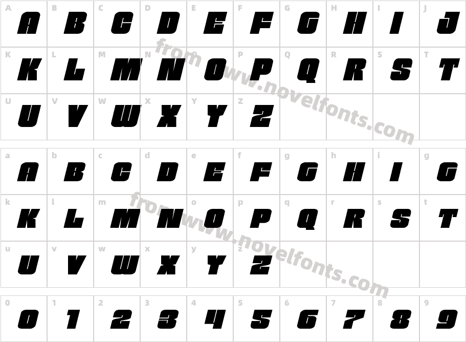 Funk Machine Expanded ItalicCharacter Map