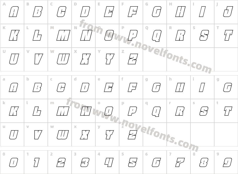 Funk Machine Outline ItalicCharacter Map