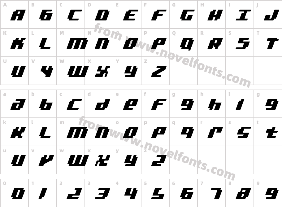 badrobotitalicCharacter Map