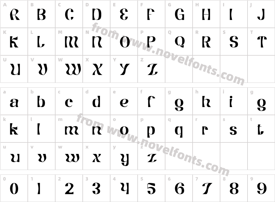 font 92 BlackCharacter Map