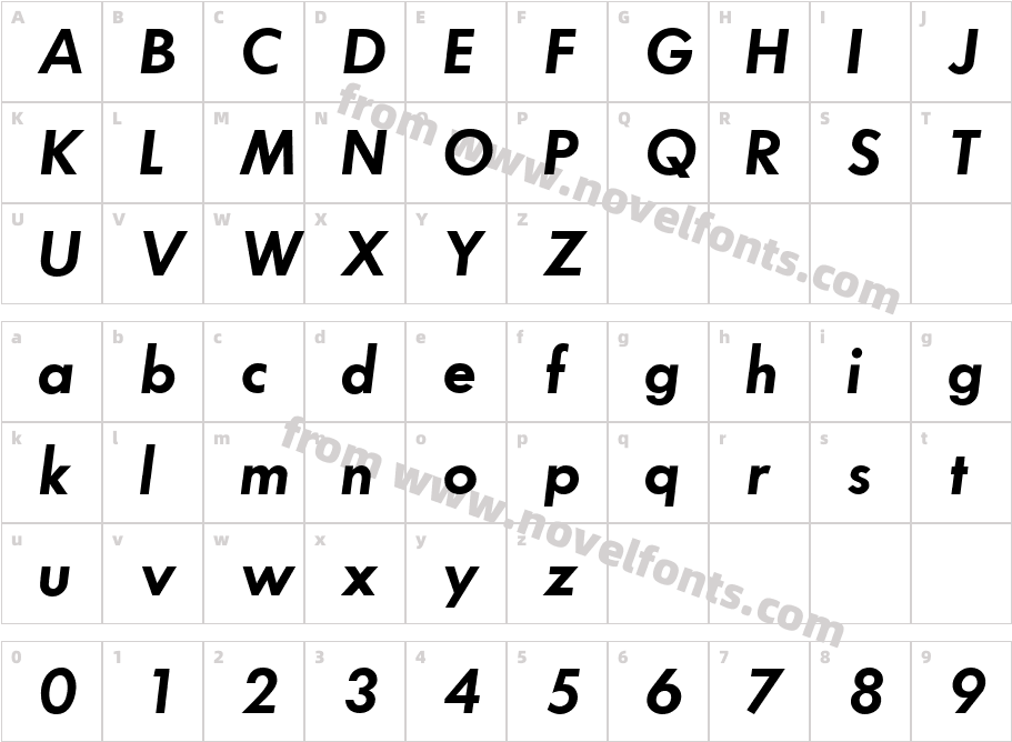 Futura ICG Demi ObliqueCharacter Map