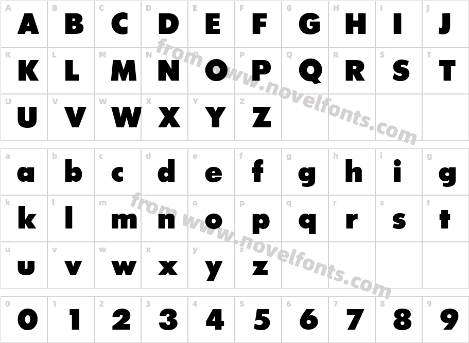 Futura ICG XBoldCharacter Map