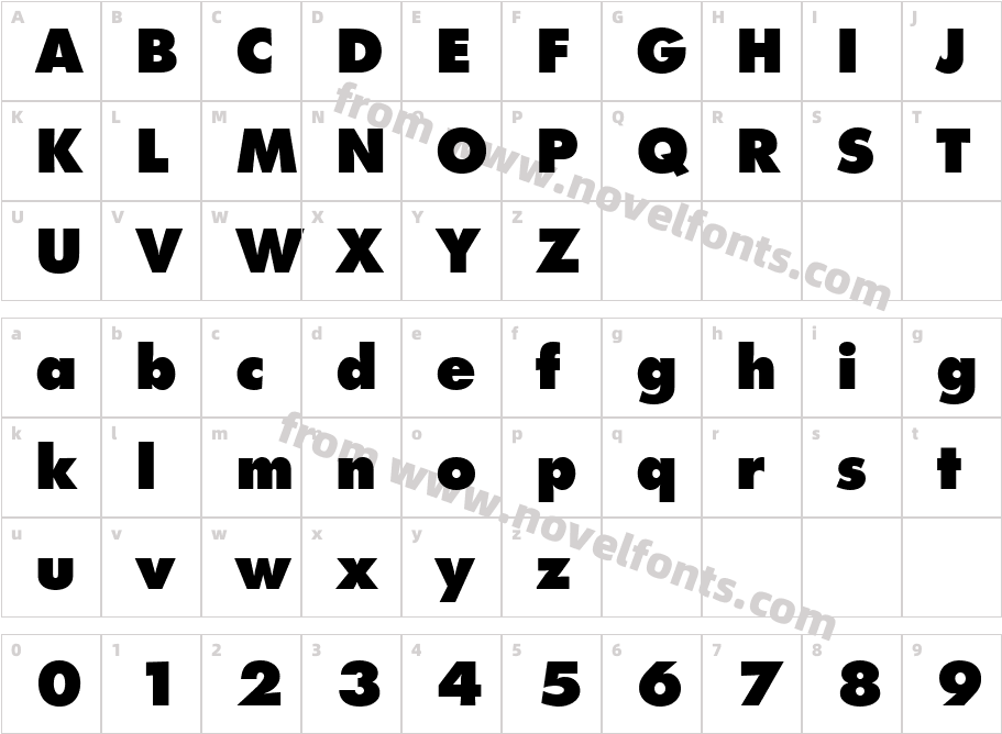 Futura LT ExtraBoldCharacter Map