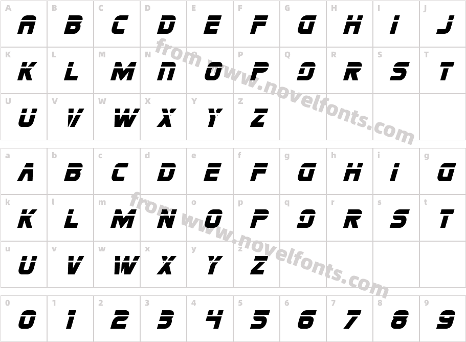 missiondangerlaseritalCharacter Map