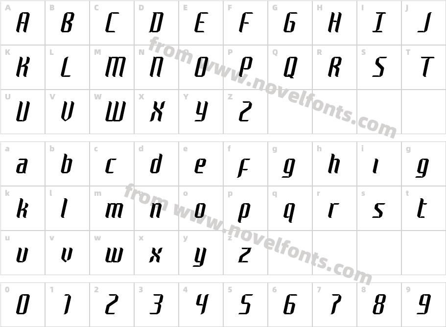 neodigital-ItalicCharacter Map