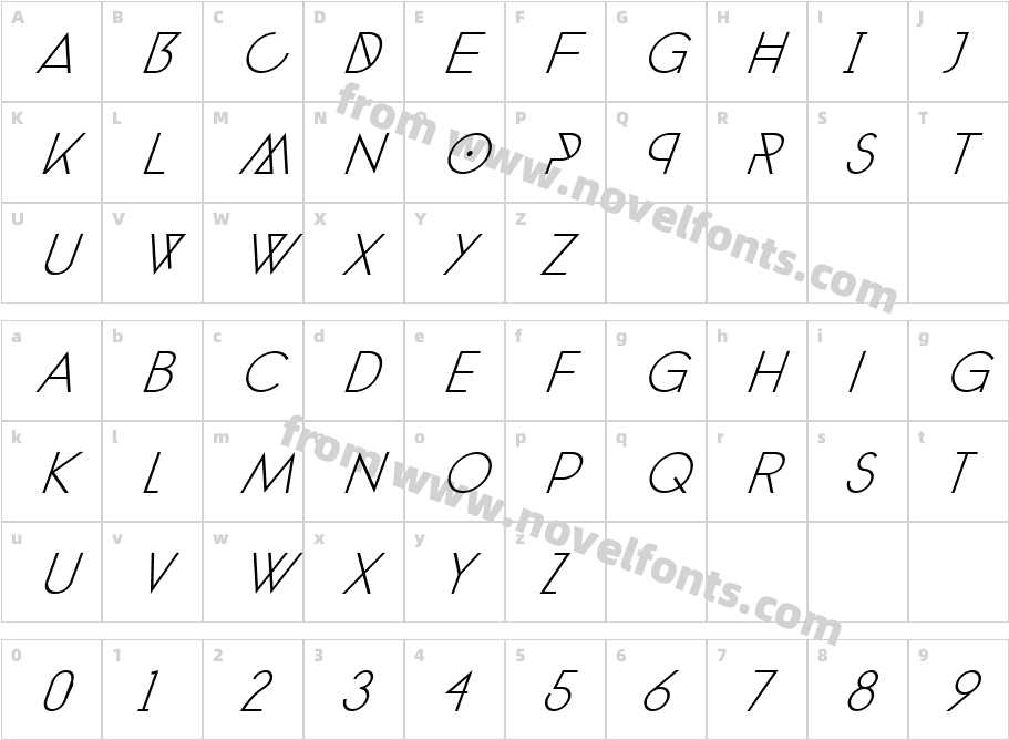 phantom-ThinextraitalicCharacter Map