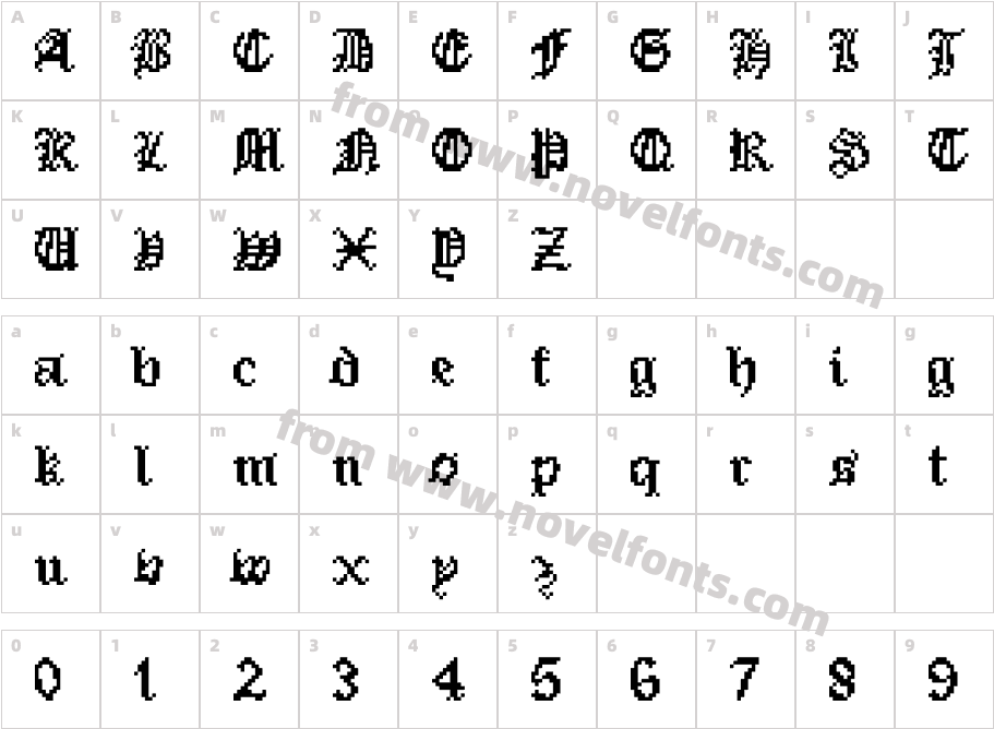 pixeled_english_fontCharacter Map