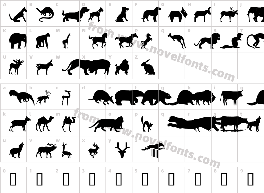 wmanimals2Character Map