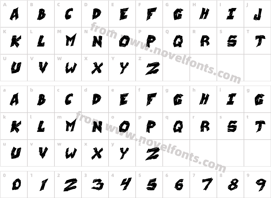 wreckingkrew-ItalicCharacter Map