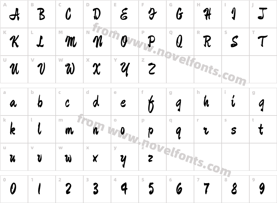 钟齐志莽行书Character Map