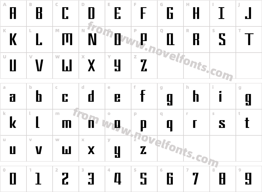 9BAR BoldCharacter Map