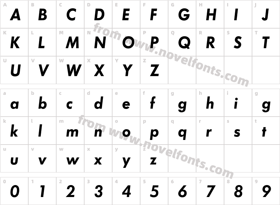 FuturaBQ-DemiBoldObliqueCharacter Map