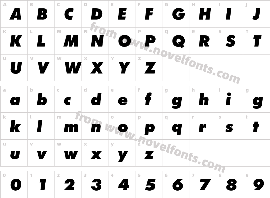 FuturaBQ-ExtraBoldObliqueCharacter Map