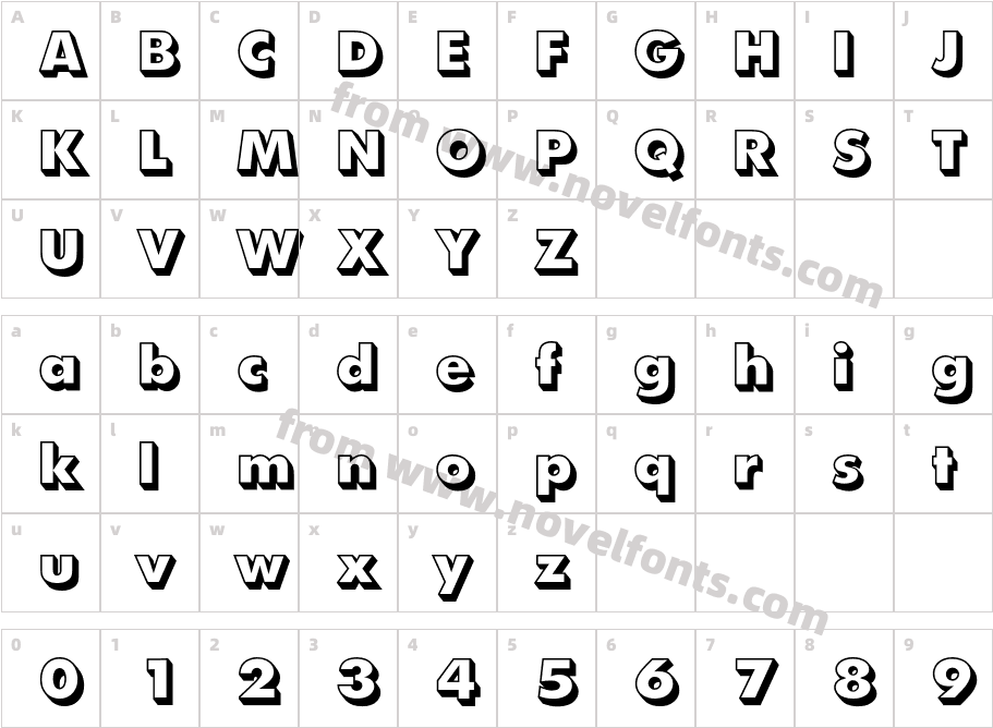 FuturaBQ-ExtraBoldShadedCharacter Map