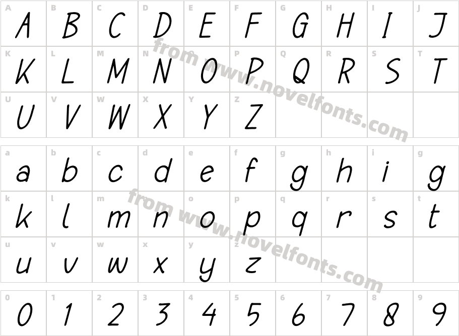 Absalom Hunter ItalicCharacter Map