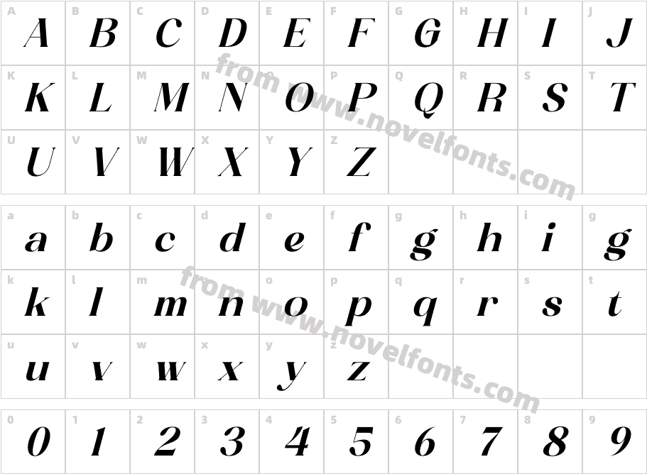 Achemost ItalicCharacter Map