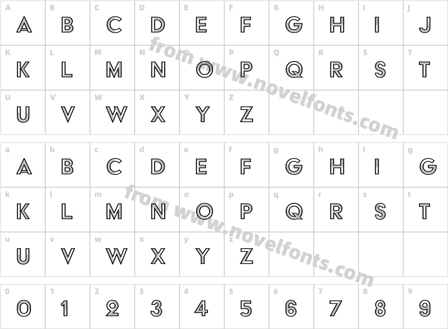 AcierBAT Text GrisCharacter Map