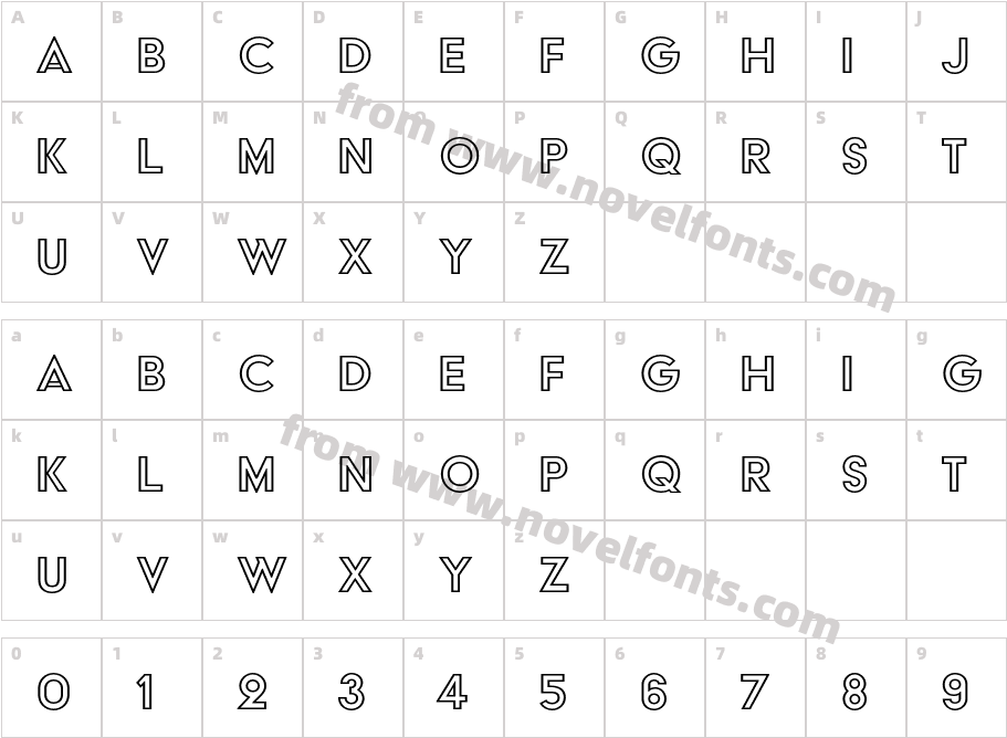 AcierBAT Text OutlineCharacter Map