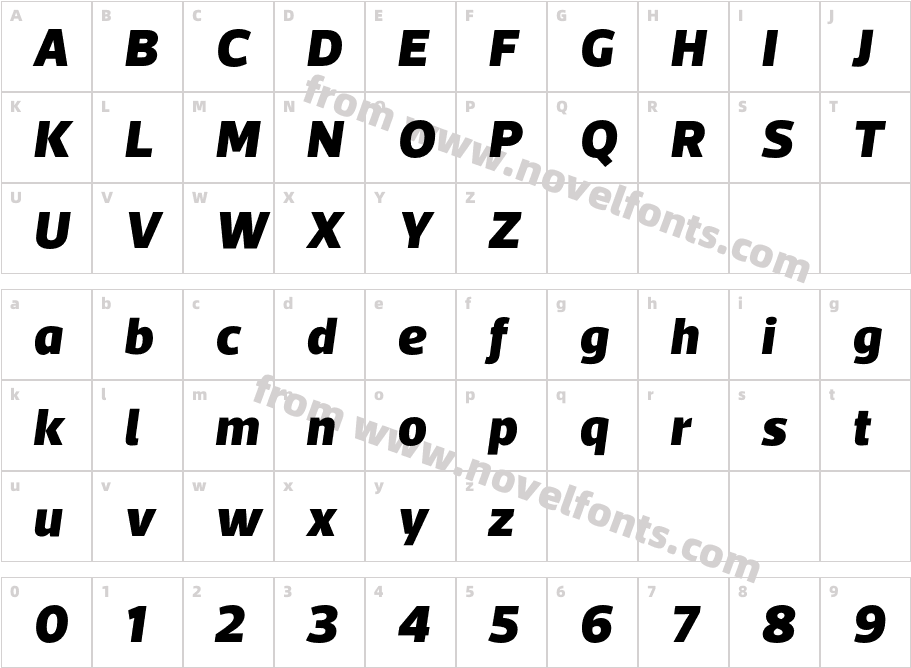 Acto Black ItalicCharacter Map