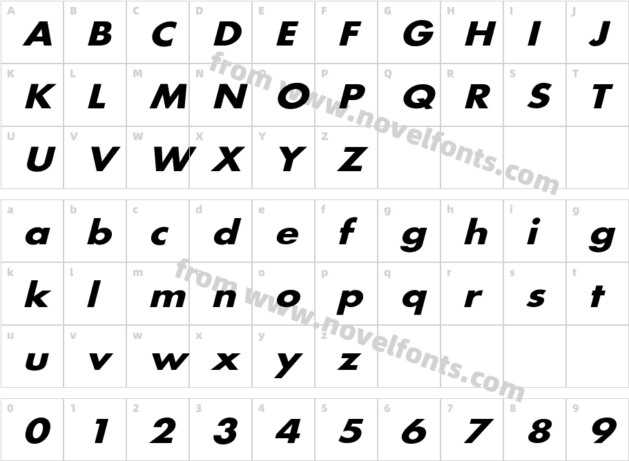 FuturaExtObl-BoCharacter Map