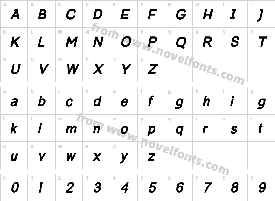 Aeronomic Sans Extra Bold ItalicCharacter Map