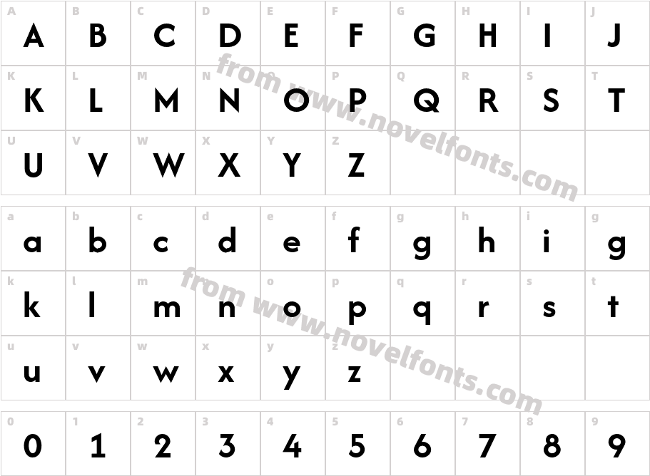 Afacad BoldCharacter Map