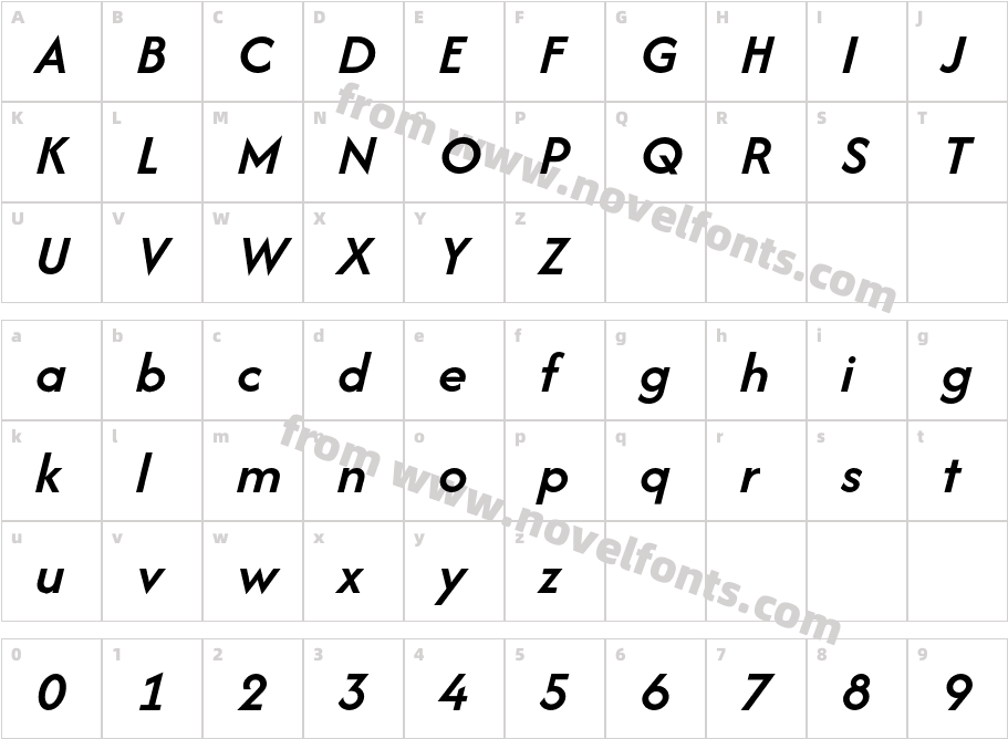 Afacad Semibold ItalicCharacter Map