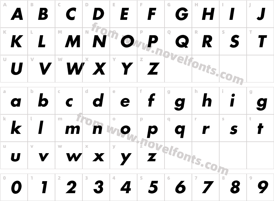 FuturaICG-BoldObliqueCharacter Map