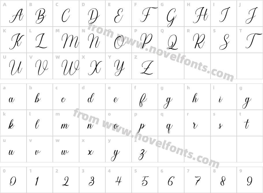 Ainslay MediumCharacter Map