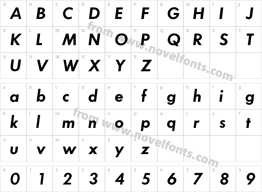 FuturaICG-DemiObliqueCharacter Map