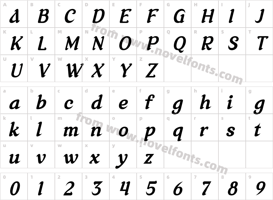 Akilvan ItalicCharacter Map