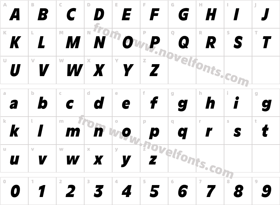 Aksen Trial Condensed Heavy ItalicCharacter Map