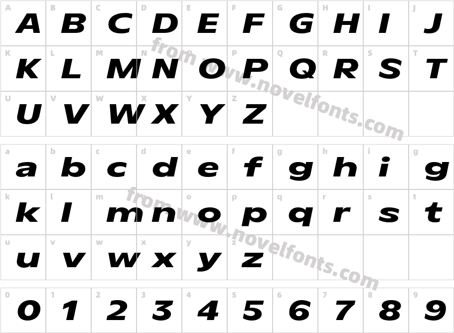 Aksen Trial Expanded Bold ItalicCharacter Map