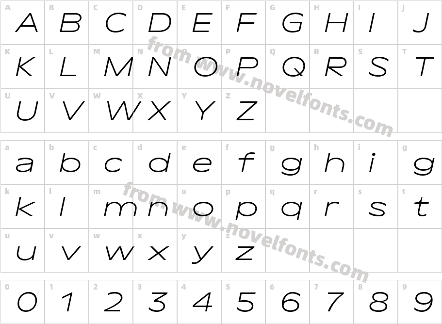 Aksen Trial Expanded Light ItalicCharacter Map