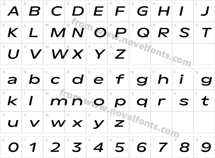Aksen Trial Expanded Medium ItalicCharacter Map