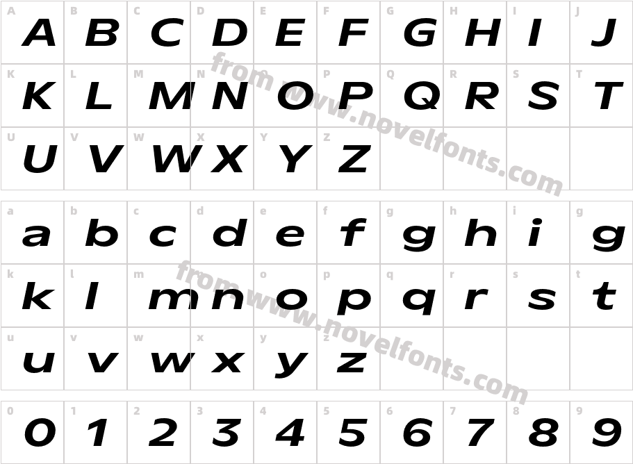 Aksen Trial Expanded Semibold ItalicCharacter Map