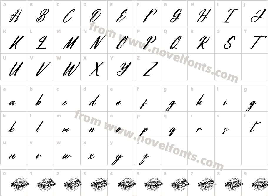 Albathros Yashline DEMO VERSION ItalicCharacter Map