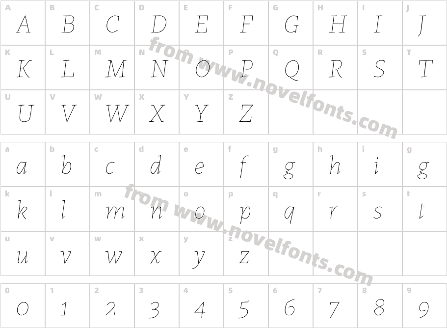 Albura Thin ItalicCharacter Map