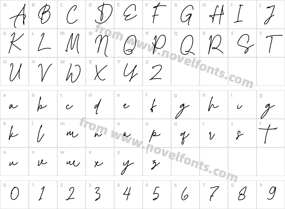 Alexandra RegularCharacter Map