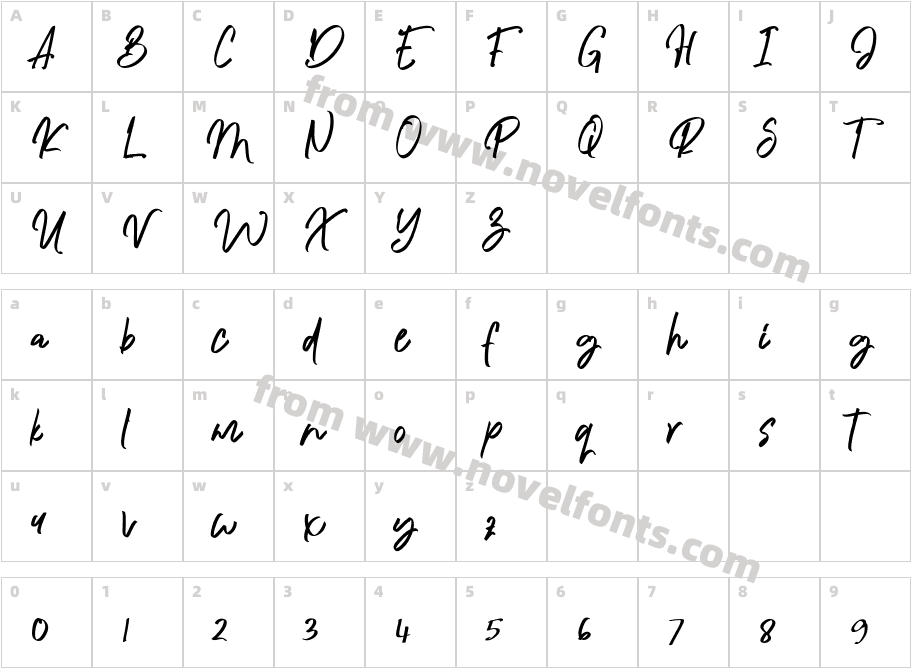 Algenta FontCharacter Map