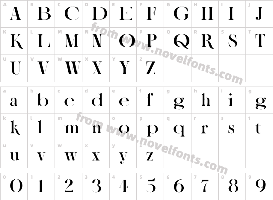 Alienor Display Trial BoldCharacter Map