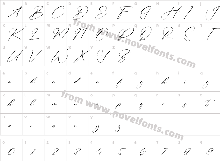 Allaberty Novelya ItalicCharacter Map