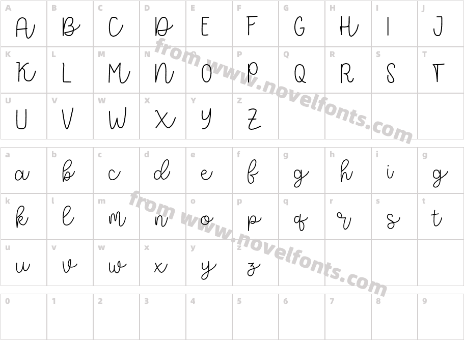 Allyca MonolineCharacter Map